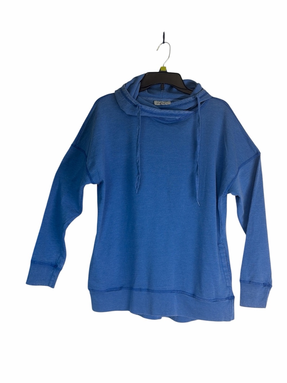 Relaxed Cowl Neck Hoodie Sweater in Blue